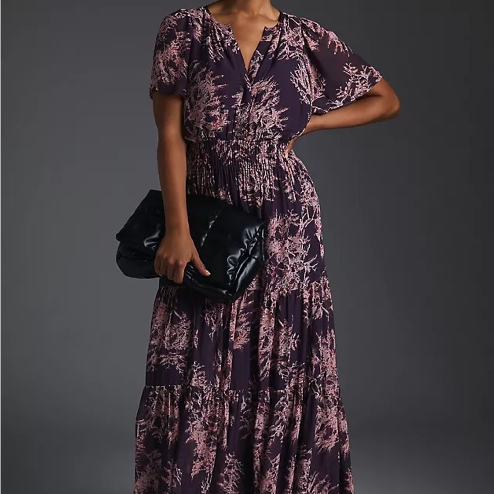NWOT! Anthropologie Somerset Maxi Dress: Chiffon Edition Crimson Purple Small